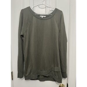 Women's Sweatshirt Long Sleeve Comfy Top Shirt /Olive Green Size Medium